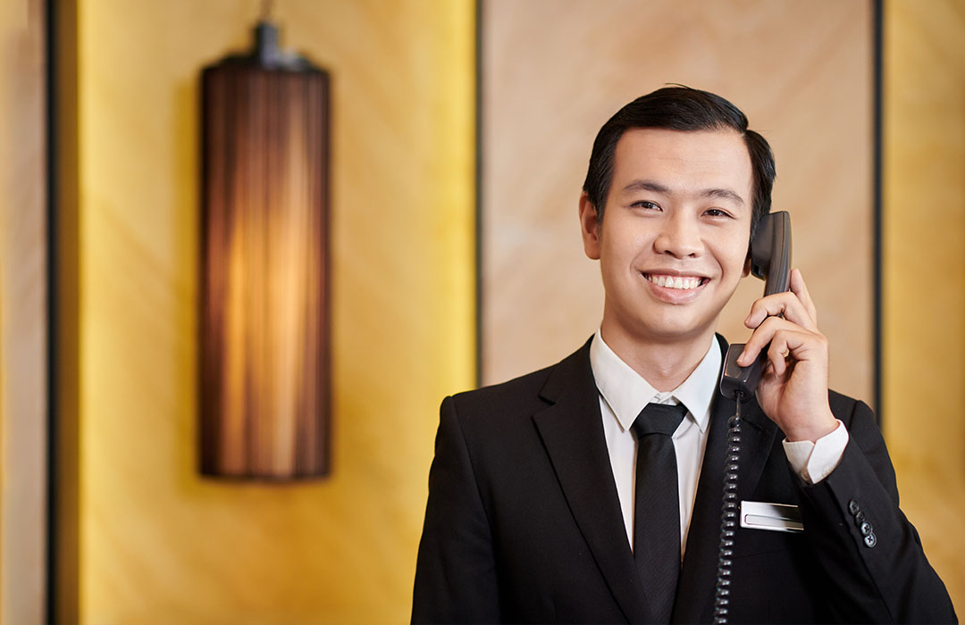 AI Receptionist managing hotel bookings, collecting guest details, and sending confirmations.
