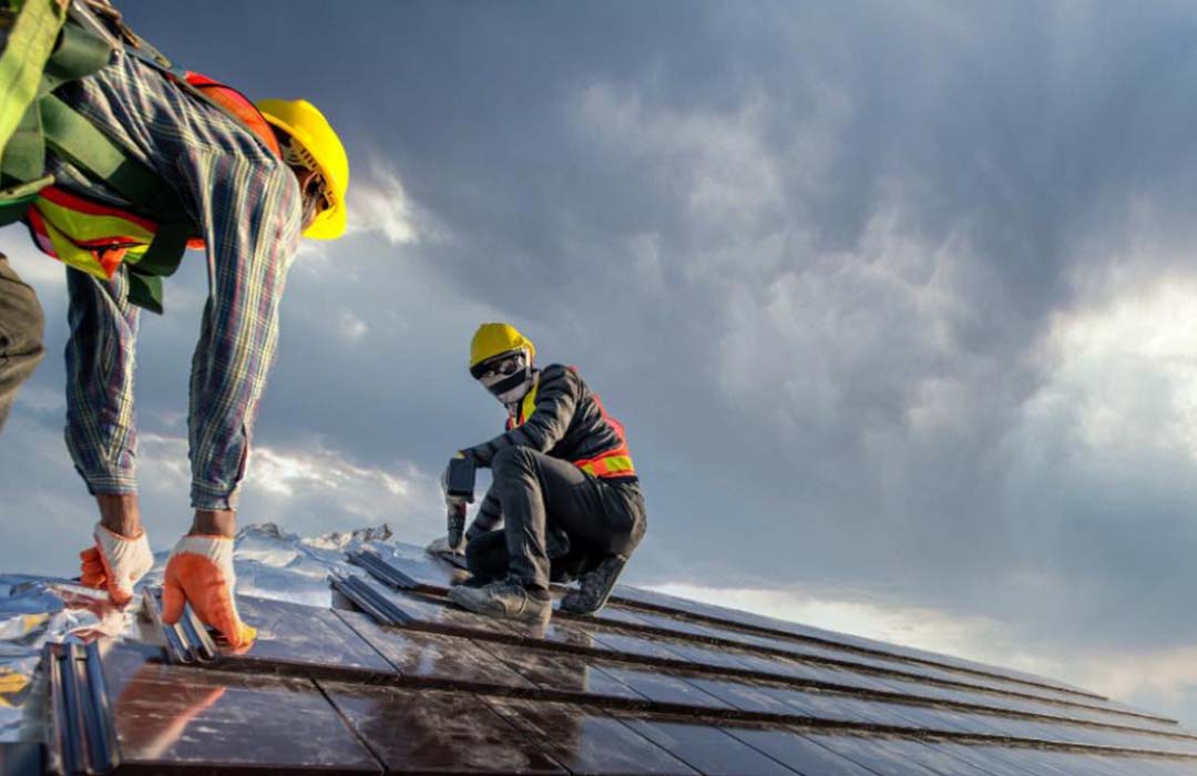 AI Virtual Receptionist collecting roofing project details, insurance info, and scheduling inspections